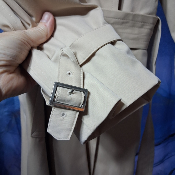 Worthington Khaki Pearl Beige Lightweight Trench Coat Belted M $160 NWT - Picture 8 of 12